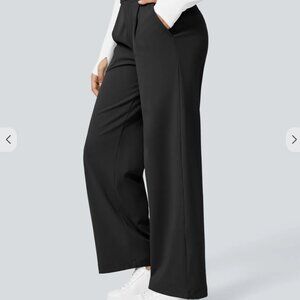 Halara High Waisted Side Pocket Straight Leg Work Pants (black)